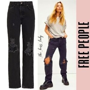 Free People jeans washed black denim 25 high rise